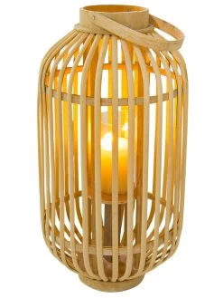 Laterne, Hellbeige -Teppichwelt Verkauf BambuslichtBenny Laterne beige Hellbeige 25x25x48 per2