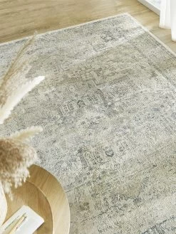 Vintage-Teppich, Creme/Blau