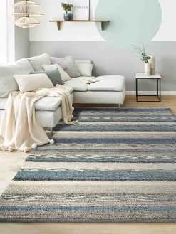 Woll-Teppich, Blue Stripes