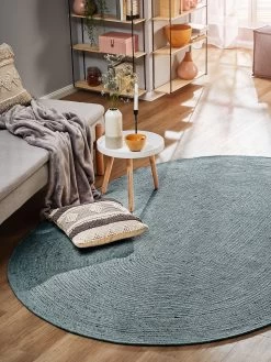 Handweb-Teppich, Aqua