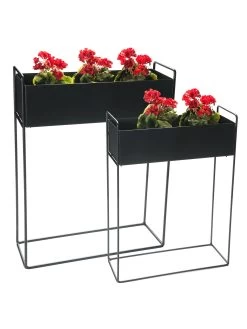 Pflanztopf, Schwarz -Teppichwelt Verkauf Blumenkasten Pflanztopf Schwarz set2