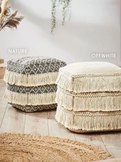 Pouf, Nature -Teppichwelt Verkauf Calanda Pouf Nature Offwhite 40x40 mil2