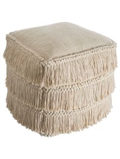 Pouf, Offwhite -Teppichwelt Verkauf Calanda Pouf creme Offwhite 40x40 per