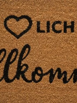 Fußmatte, Herzlich Willkommen -Teppichwelt Verkauf Cochin Fussmatte Braun HerzlichWillkommen 45x75 lup