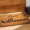 Fußmatte, Herzlich Willkommen -Teppichwelt Verkauf Cochin Fussmatte Braun HerzlichWillkommen 45x75 mil