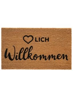 Fußmatte, Herzlich Willkommen -Teppichwelt Verkauf Cochin Fussmatte Braun HerzlichWillkommen 45x75 pla