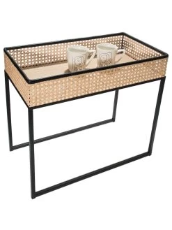 Tisch, Schwarz/Beige -Teppichwelt Verkauf CoffeeTable Tisch Schwarz SchwarzBeige 30x60x50 per2