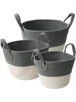 Korb, Grau/Weiss -Teppichwelt Verkauf DoubleBag Korb GrauWeiss Set per2