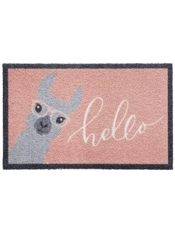 Fußmatte, Hello Lama -Teppichwelt Verkauf Fashion Fussmatte rosa HelloLama 50x80 pla