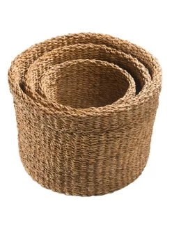 Korb, Natur Seegras -Teppichwelt Verkauf FoldingCylinder Korb Braun NaturSeegras set2