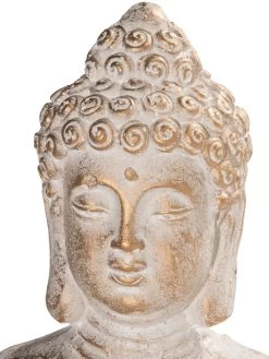 Figur, Weiss/Gold 7 Figur, Weiss/Gold -Teppichwelt Verkauf Gartenbuddha Figur Grau WeissGold 14x13x46 lup