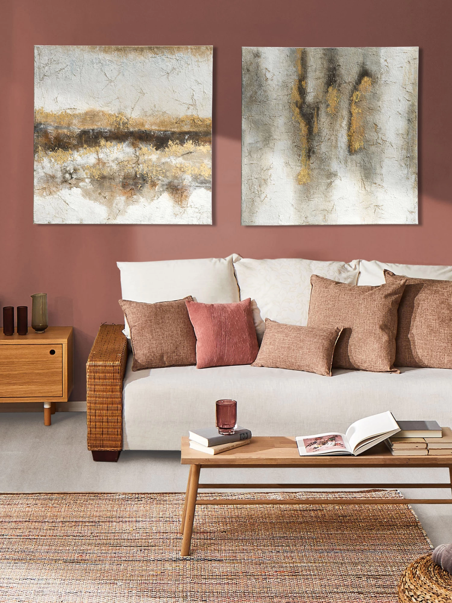 Leinwand-handgemalt, Beige 3 Leinwand-handgemalt, Beige