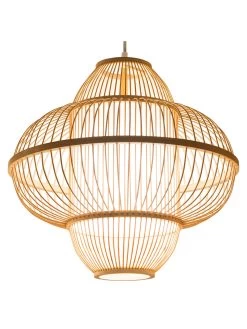 Hängeleuchte, Bambus -Teppichwelt Verkauf Imari Pendelleuchte Beige Bambus 42x42x40 per1