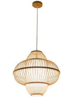 Hängeleuchte, Bambus -Teppichwelt Verkauf Imari Pendelleuchte Beige Bambus 42x42x40 per2