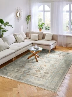 Vintage-Teppich, Blau/Gold