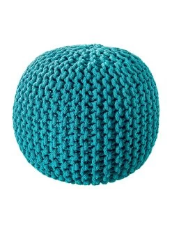 Strick-Pouf, Türkis 6 Strick-Pouf, Türkis -Teppichwelt Verkauf Kiruna Sitzpouf blau tuerkis rund per