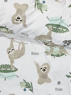 Kinderbettwäsche, Taupe -Teppichwelt Verkauf LazyFriends Bettwaesche Beige Taupe 135x200 lup