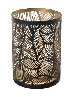 Windlicht, Black/Gold -Teppichwelt Verkauf Lisborg Windlicht Schwarz BlackGold 10x10x14 per