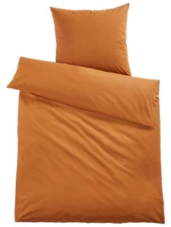Renforcé-Bettwäsche, Cognac -Teppichwelt Verkauf Livia Bettwaesche Orange Cognac 135x200 pla
