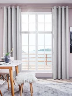 Ösenschal, Silber -Teppichwelt Verkauf Malia Gardine Oesenschal hellgrau Silber 140x245 mil