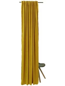 Vorhang Mit Gardinenband, Senf 9 Vorhang Mit Gardinenband, Senf -Teppichwelt Verkauf Marilana Gardine verdeckteSchlaufe Gelb Senf 140x245 pla2