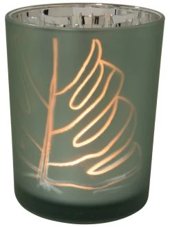 Teelichthalter, Hellblau/Silber -Teppichwelt Verkauf MonsteraLicht Teelichthalter Mint HellblauSilber 10x10x122C5 per2