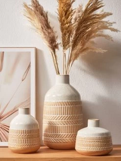 Deko-Vase, Graubraun -Teppichwelt Verkauf Roman DekoVase Beige Graubraun mil