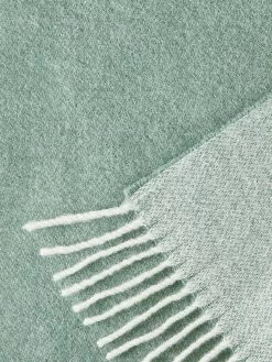 Wolldecke, Offwhite/Mint -Teppichwelt Verkauf Runa Decke Gruen OffwhiteMint 140x200 lup