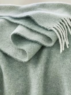 Wolldecke, Offwhite/Mint -Teppichwelt Verkauf Runa Decke Gruen OffwhiteMint 140x200 lup2