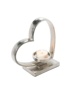 Teelichthalter, Nickel -Teppichwelt Verkauf SingleHeart Kerzenstaender Silber Nickel 12x25x272C3 per3202