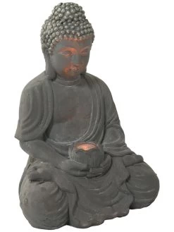 Figur, Hellgrau -Teppichwelt Verkauf SitzenderBuddha Figur Grau Hellgrau 36x29x50 per2