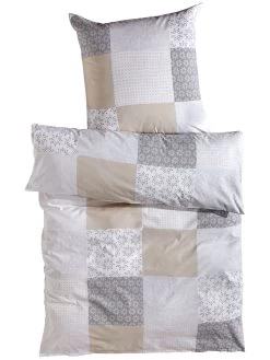 Renforcé-Bettwäsche, Grau/Beige -Teppichwelt Verkauf Smara Bettwaesche Beige GrauBeige 135x200 pla