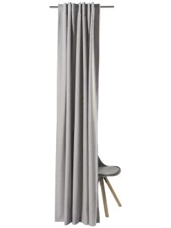 Vorhang Mit Gardinenband, Silber -Teppichwelt Verkauf Sunna Gardine VerdeckteSchlaufe Hellgrau Silber 140x245 pla2