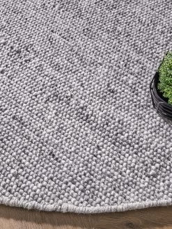 Woll-Teppich, Grey -Teppichwelt Verkauf Tjaellmo HandwebTeppich Grau Grey 200rund lup2