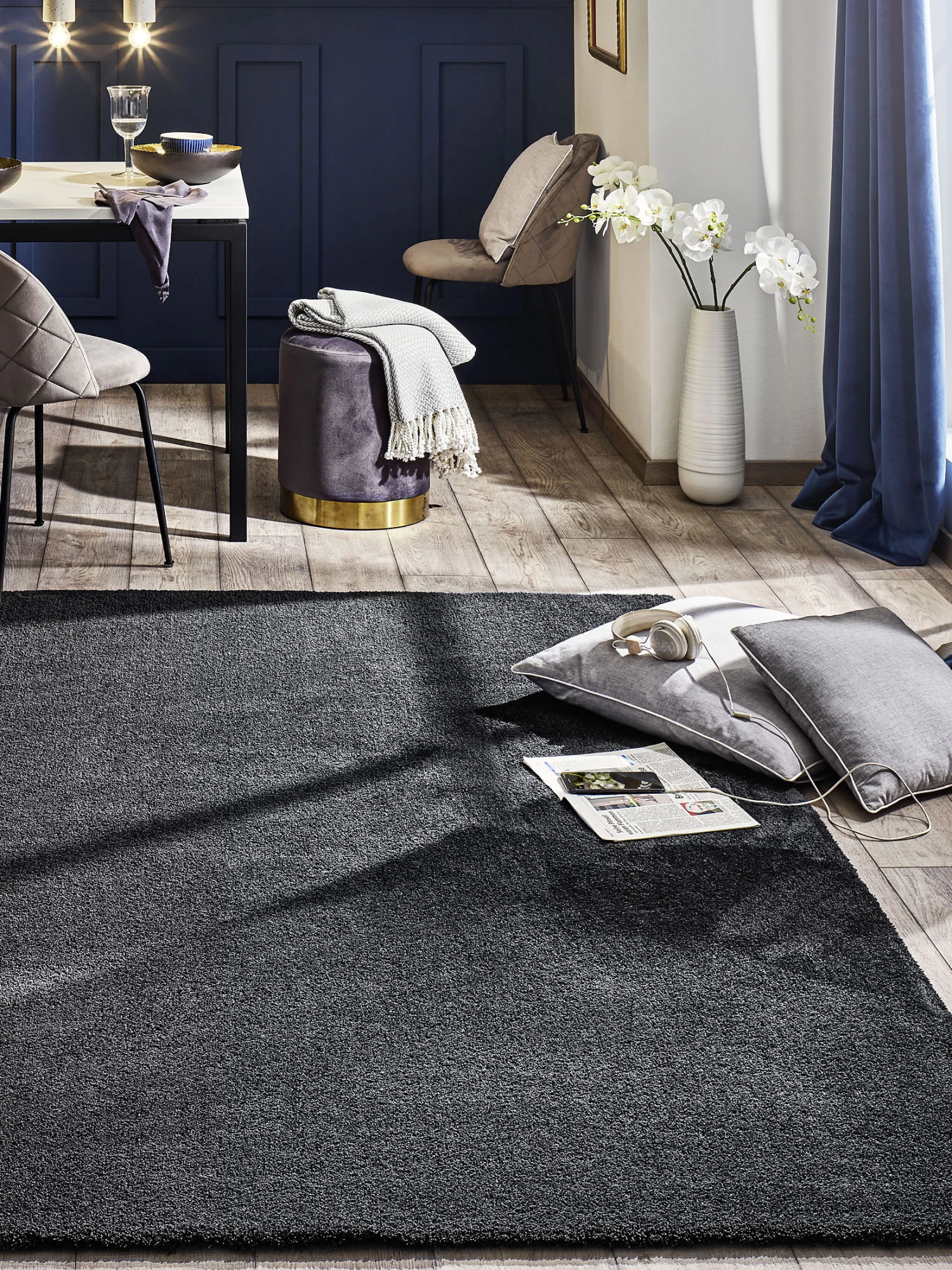 Hochflor-Teppich, Dunkelgrau 3 Hochflor-Teppich, Dunkelgrau